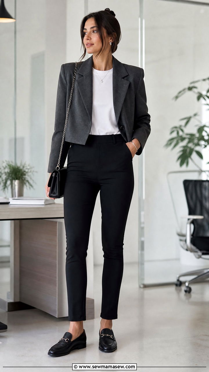 Shoulder Pad Blazer with Skinny Trousers - 25 Outfits for narrow shoulders