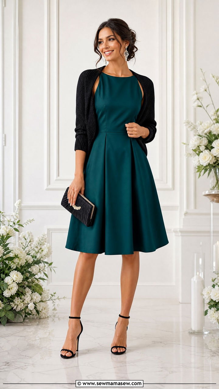 Shrug Over Sleeveless Dress With Heels Outfit - 25 Modest outfit ideas layering hacks
