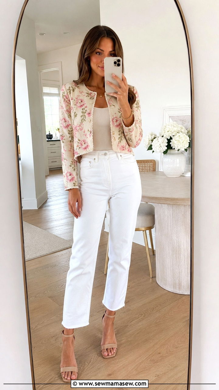 Shrunken cardigan with mom jeans and heeled sandals - 30 Mom jeans outfit ideas with a cardigan