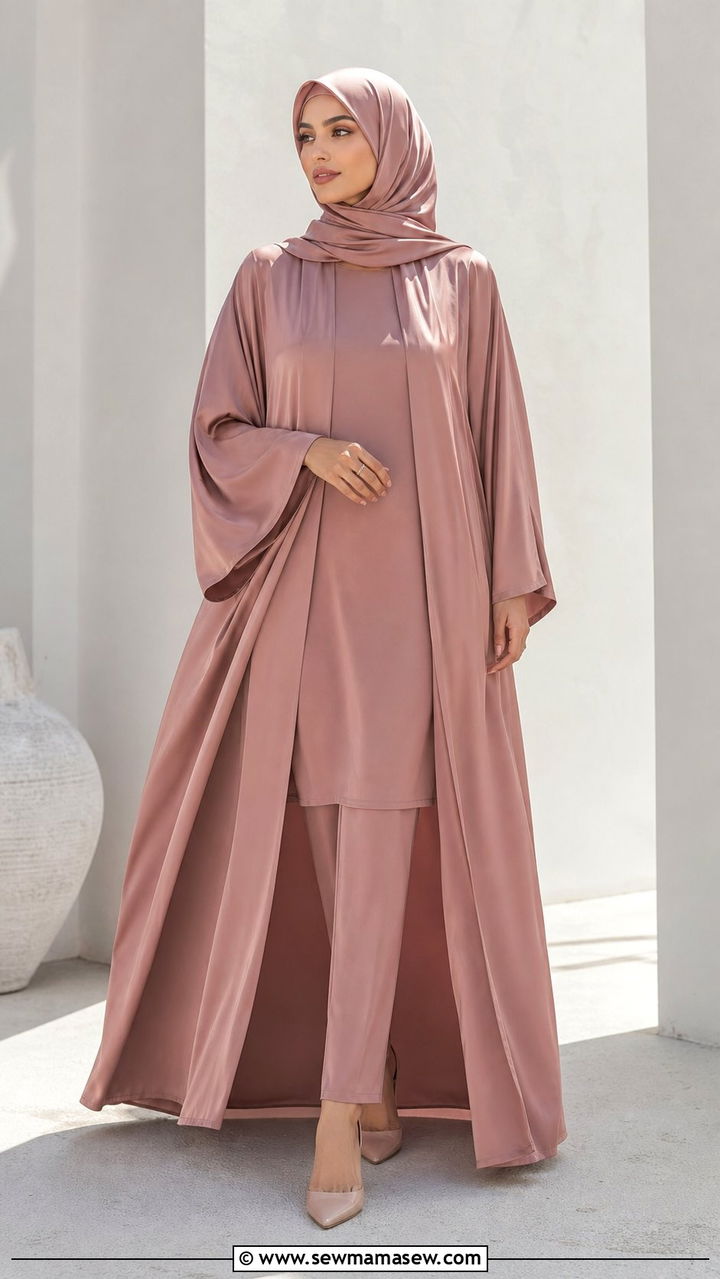 Silk Abaya With Tailored Trousers - 25 Eid outfit ideas for women 2026