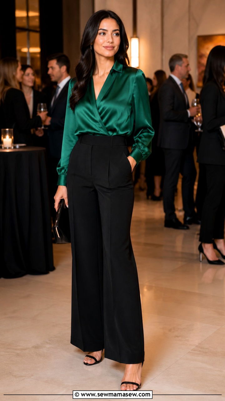 Silk Blouse With Black Wide Leg Pants - 40 Lawyer outfit ideas