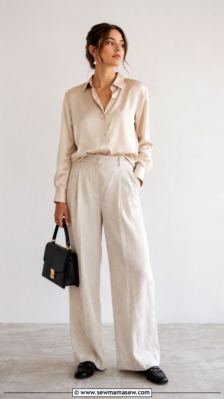 Silk Blouse With Linen Pants Outfit - 30 Old money outfit ideas summer 2026