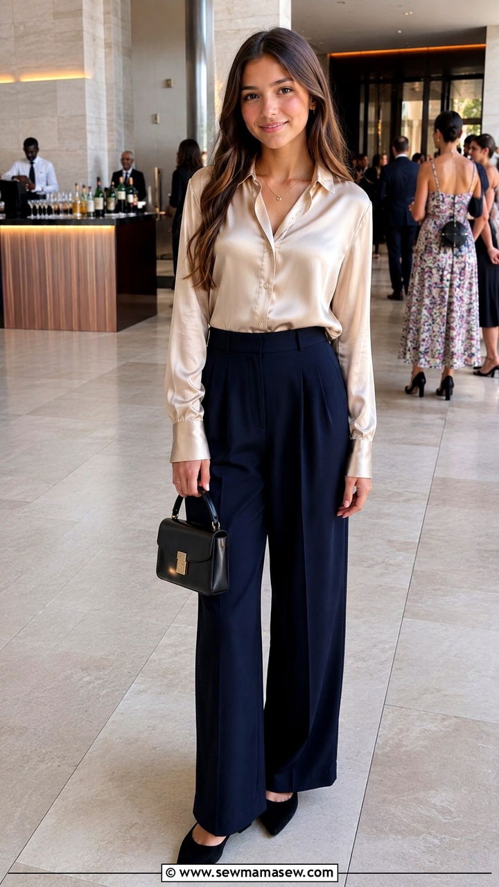Silk Blouse and Pleated Trousers Old Money Outfit - 20 Old money outfit ideas for teens