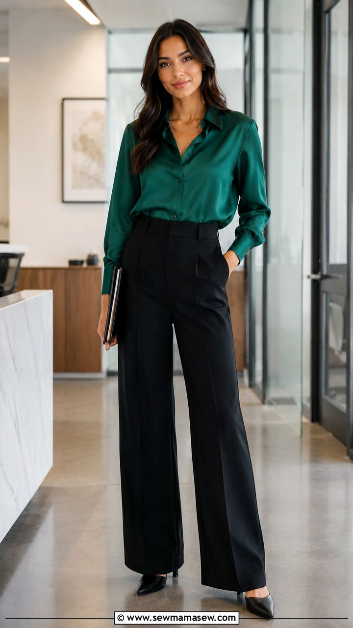 Silk Blouse with Wide Leg Pants Paralegal Look - 25 Paralegal outfit ideas