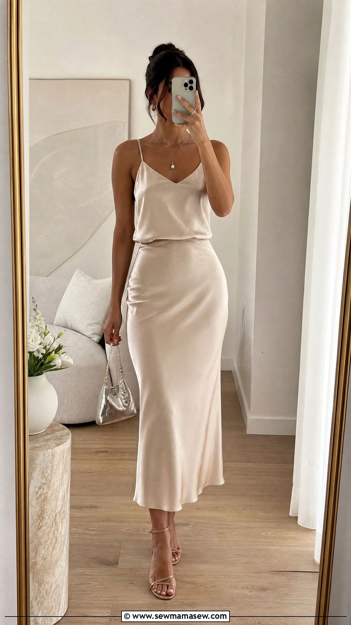 Silk Cami Tank Top with Slip Skirt - 35 how to style tank top
