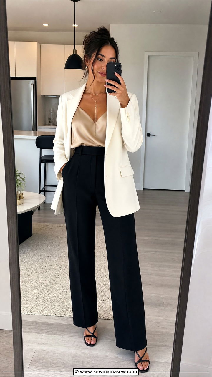 Silk Cami and Blazer Law Graduation Outfit - 25 Law school graduation outfit ideas