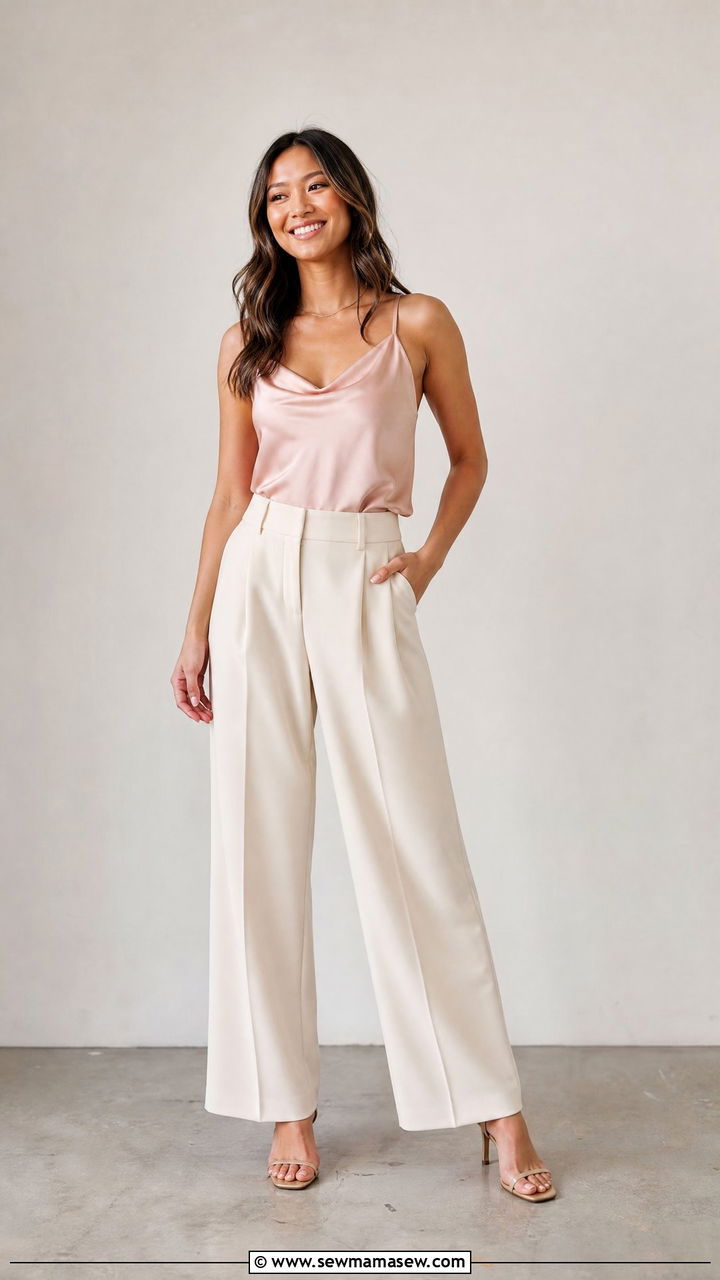 Silk Cami and Tailored Wide Leg Trousers Graduation Outfit - 25 Graduation photo shoot outfit ideas