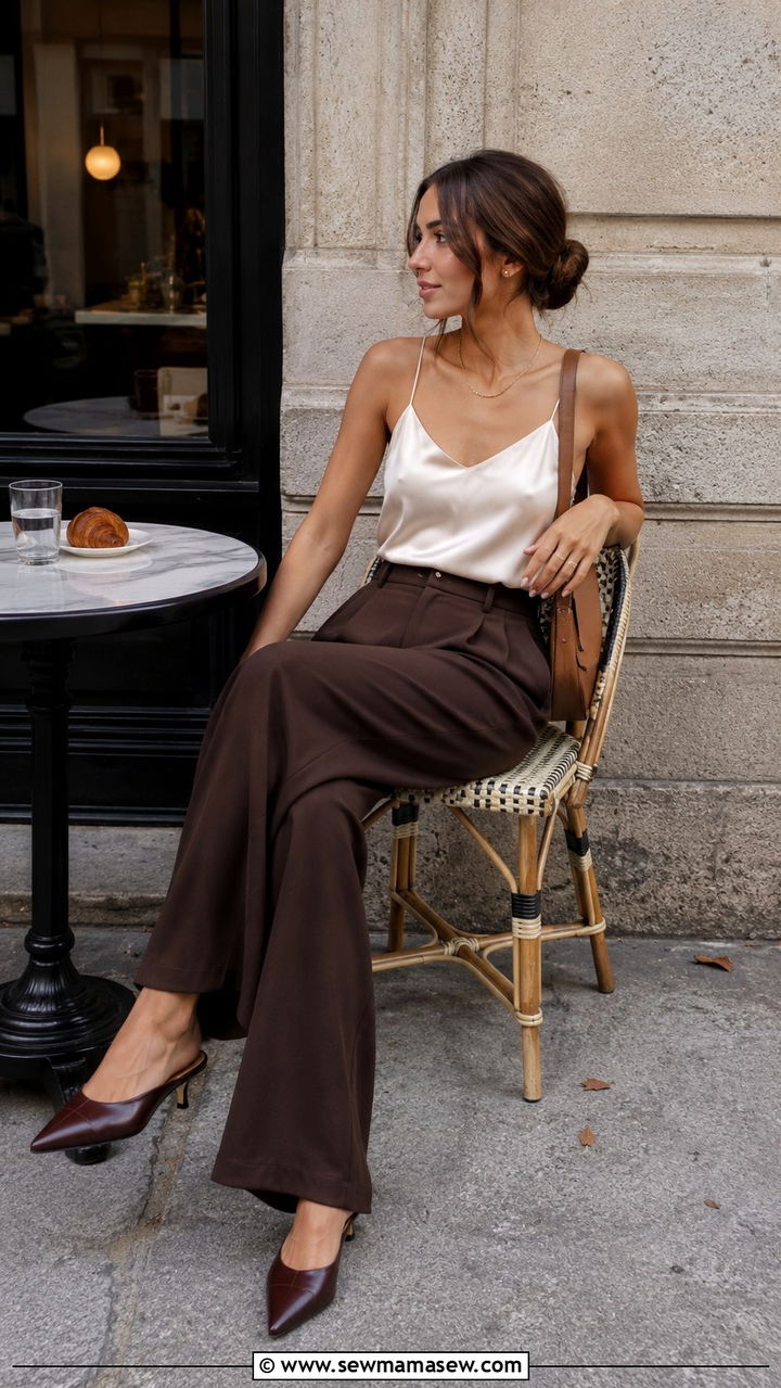 Silk Camisole and Wide Leg Trousers Minimalist Outfit 2026 - 30 Minimalist outfit ideas 2026