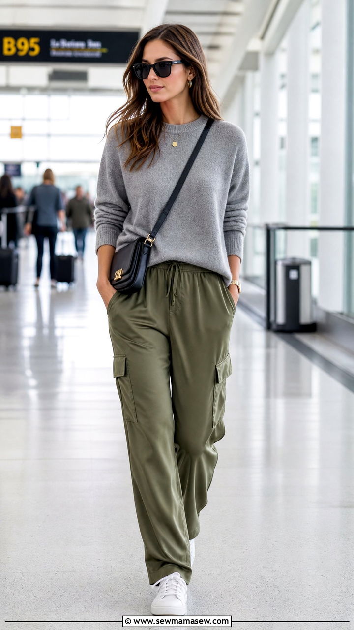 Silk Cargo Pants with a Cashmere Sweater - 25 Fashion designer outfit ideas