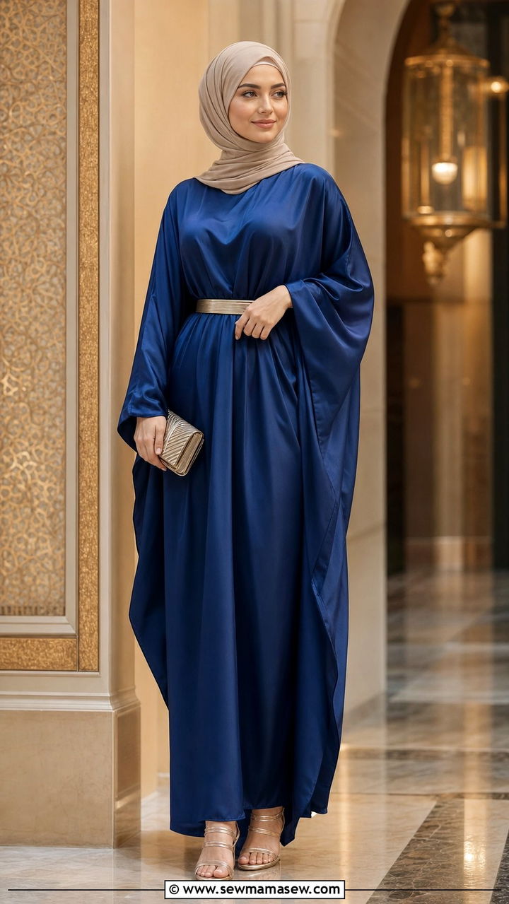 Silk Kaftan With Statement Belt - 25 Eid outfit ideas Arabic
