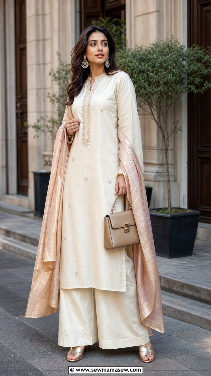 Silk Kurta Set With Palazzo Pants - 25 Eid outfit ideas Indian