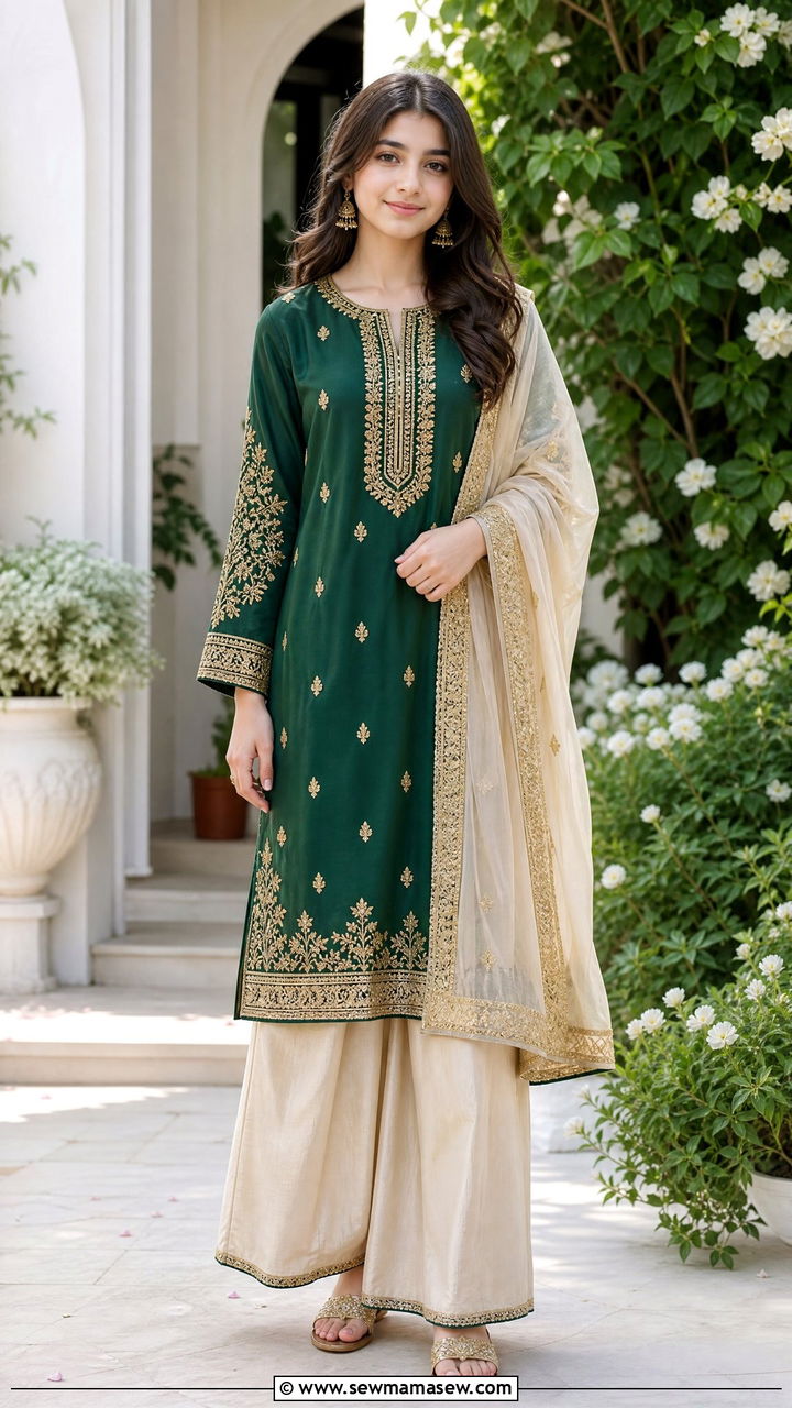 Silk Kurta With Palazzo Pants - 30 Eid outfits for girls