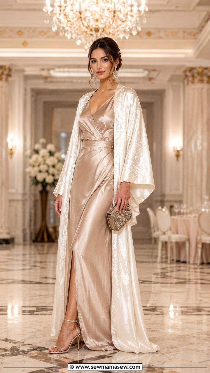 Silk Maxi Dress With Kimono For Evening - 30 Maxi dress with a kimono outfit ideas