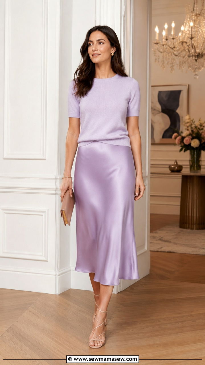 Silk Midi Skirt And Cashmere Tee - 30 May Mother's Day outfit ideas
