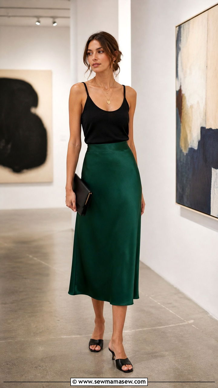 Silk Midi Skirt and Simple Tank Top - 40 Chic summer outfits