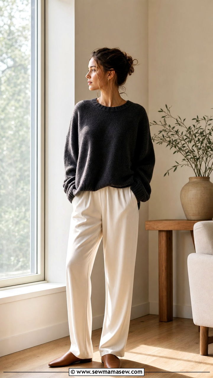 Silk Pajama Pants With Sweater - 25 Silk loungewear outfit ideas
