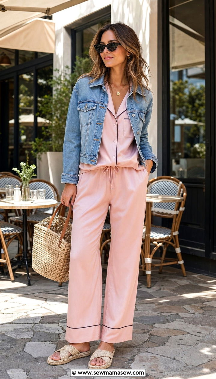 Silk Pajama Set Brunch Outfit - 25 Silk pajama set outfit ideas