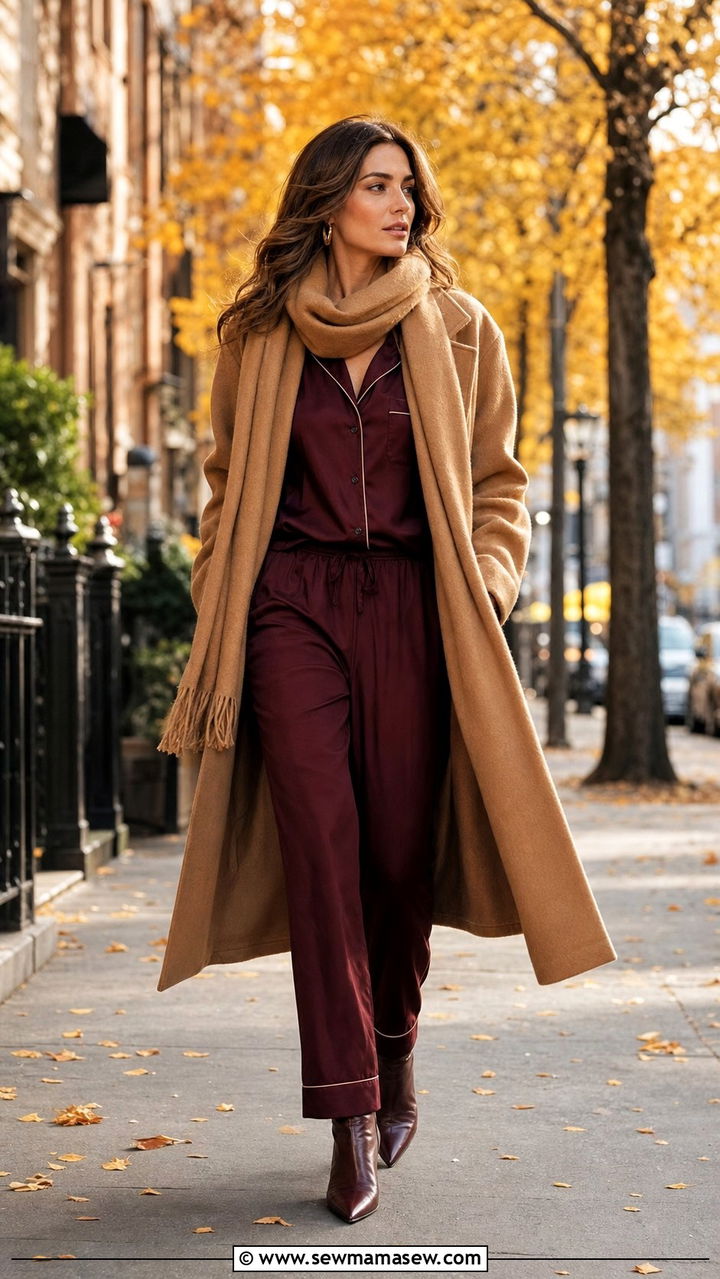 Silk Pajama Set With Boots Outfit - 25 Silk pajama set outfit ideas