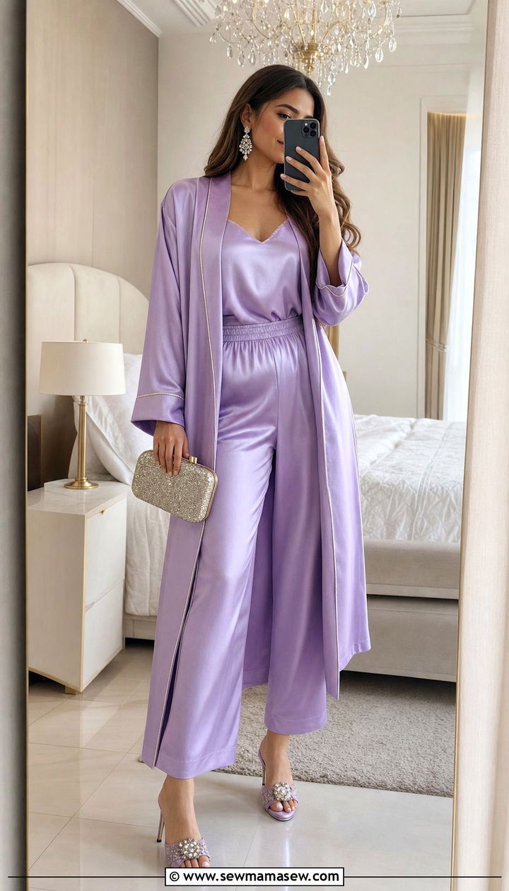 Silk Pajama Set as Day to Night Look - 25 Eid al Fitr outfit ideas 2026