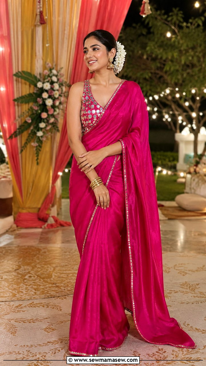 Silk Saree for Dholki Night - 20 Wedding guest outfit ideas Dholki