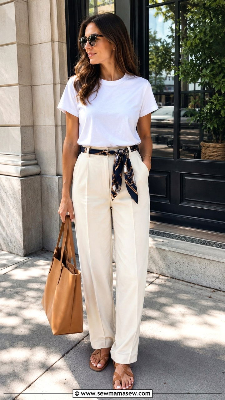 Silk Scarf Belt With Tailored Trousers - 25 2026 fashion trends women ideas