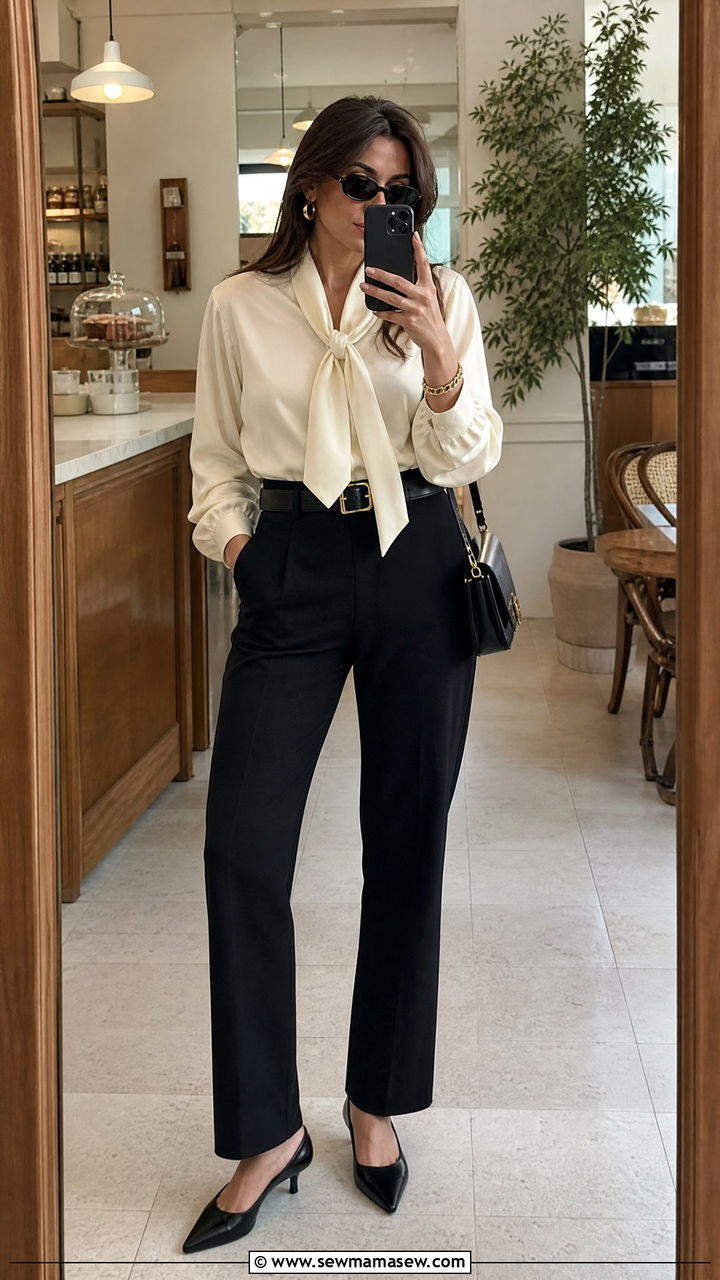 Silk Scarf Blouse Outfit - 30 glamoratti outfits aesthetic