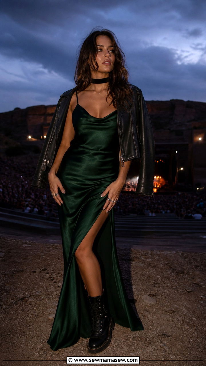 Silk Slip Dress With Combat Boots - 40 Summer festival outfits