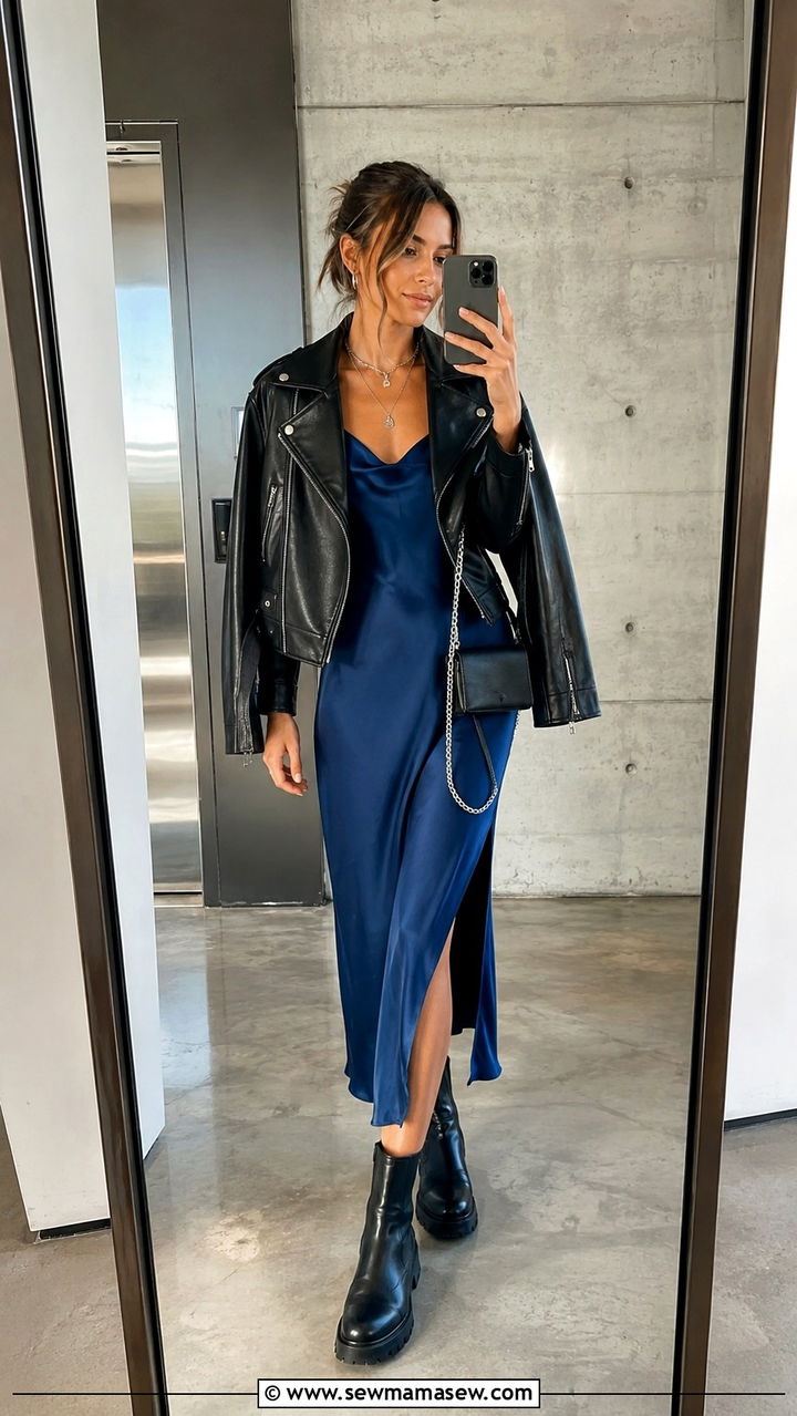 Silk Slip Dress and Leather Jacket Outfit SXSW - 20 SXSW outfit ideas 2026
