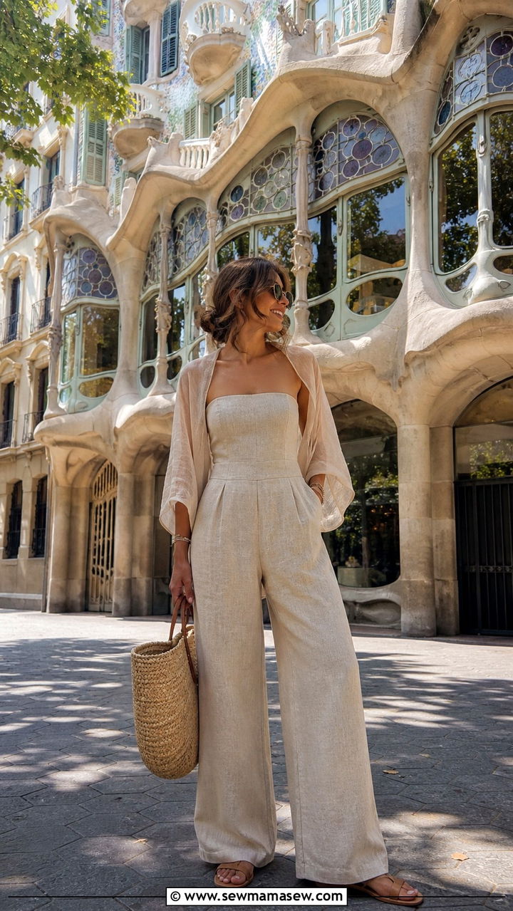 Silk Slip Top With Wide Leg Linen Pants - 40 What to wear in Barcelona
