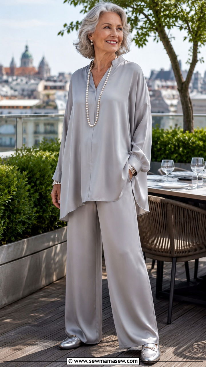 Silk Tunic And Wide Leg Trouser Set - 20 Birthday outfits for women over 60