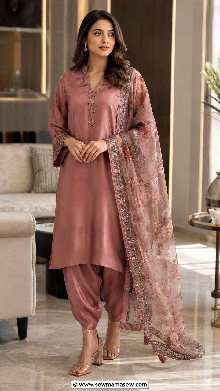 Silk Tunic with Tulip Pants - 20 Faisalabad outfit ideas