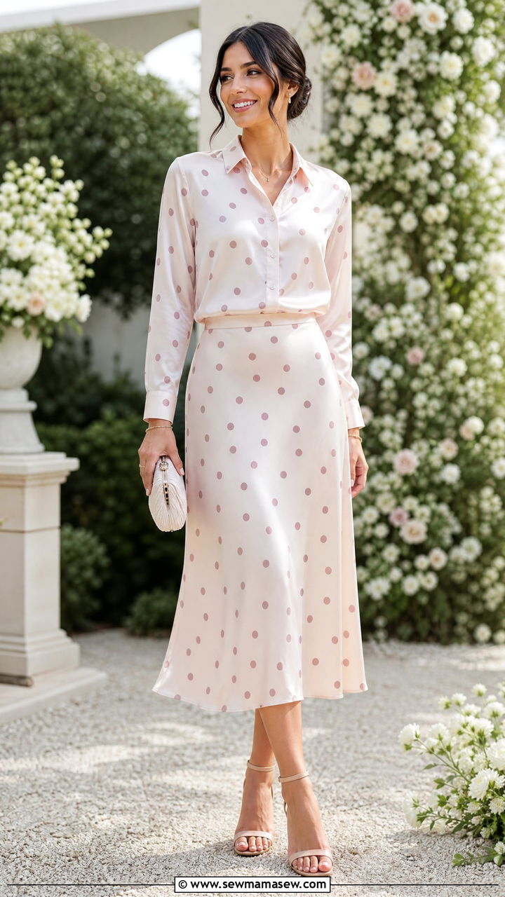 Silk blouse and matching skirt set spring outfit - 25 Spring outfits with silk blouse