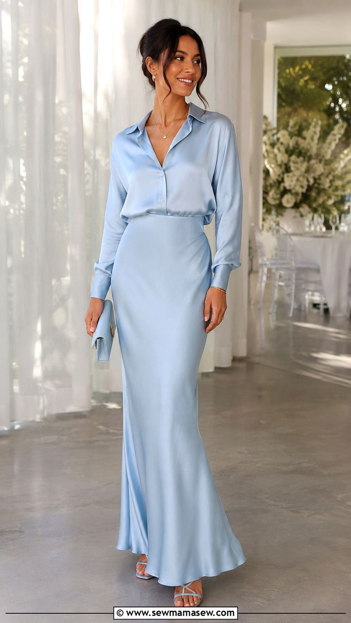 Silk blouse with a monochromatic silk skirt set - 30 How to style a silk blouse