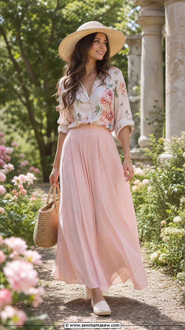 Silk blouse with maxi skirt spring outfit - 25 Spring outfits with silk blouse