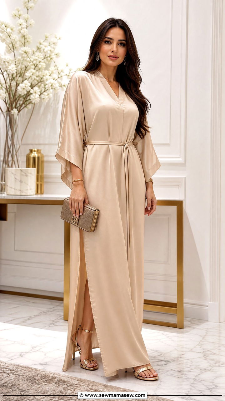 Silk kaftan with belt - 25 Iftar outfit ideas