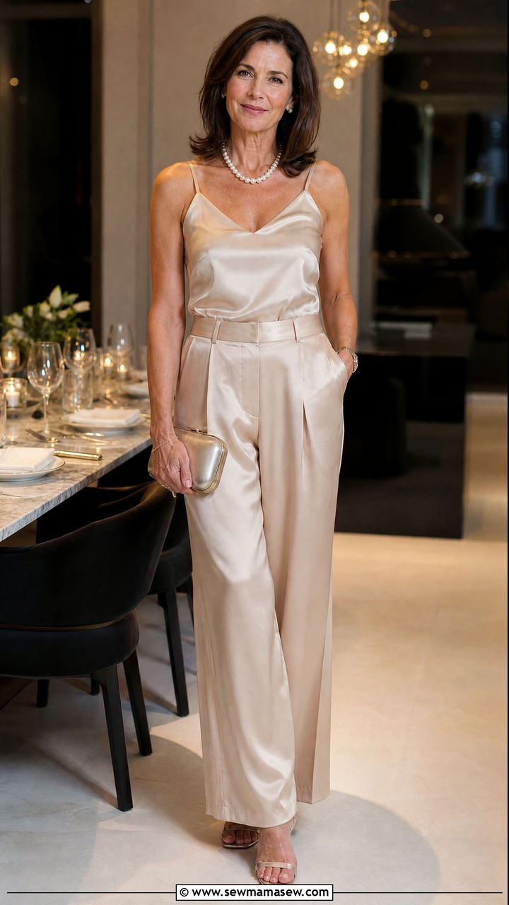 Silk matching set for women over 50 - 30 Matching set outfit ideas for women over 50