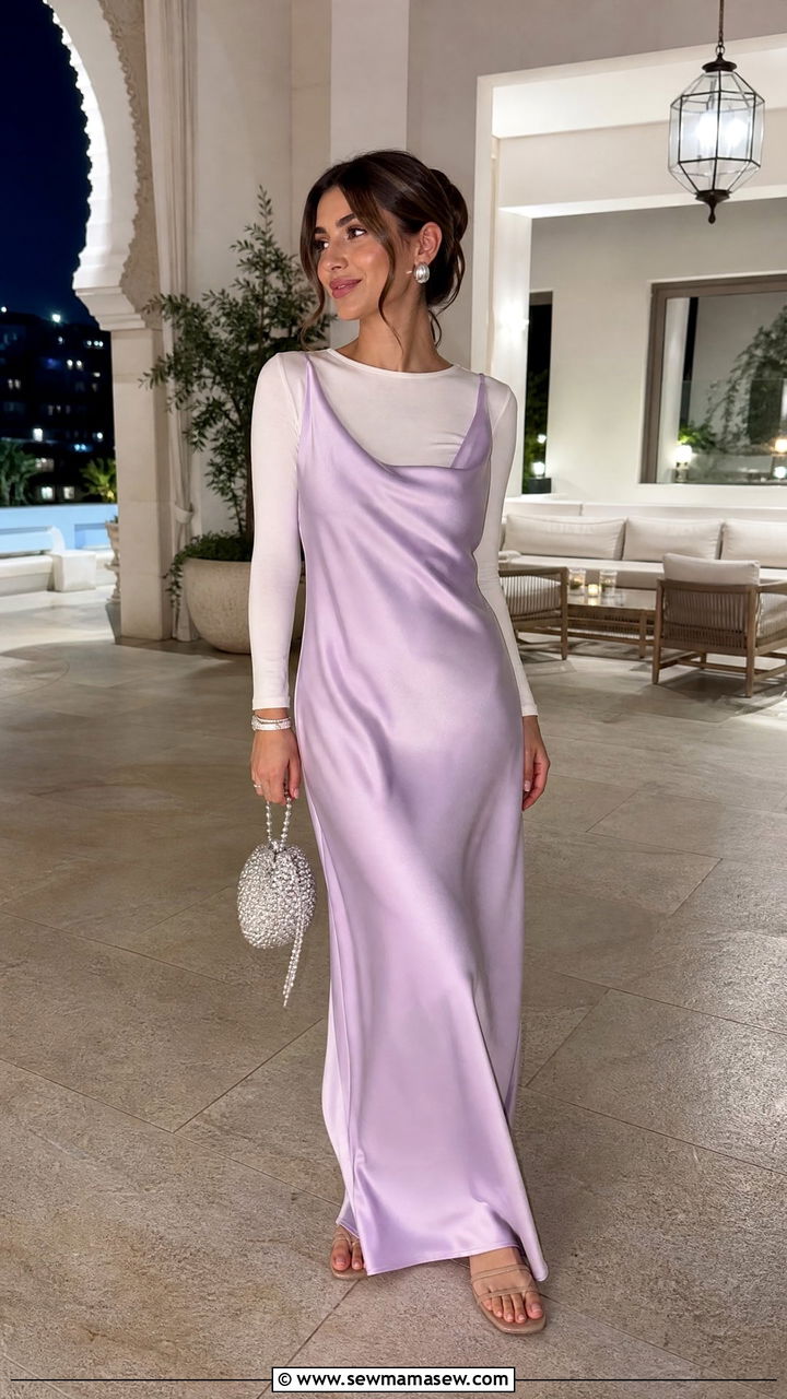 Silk maxi dress with a lightweight scarf - 25 Rabat outfit ideas