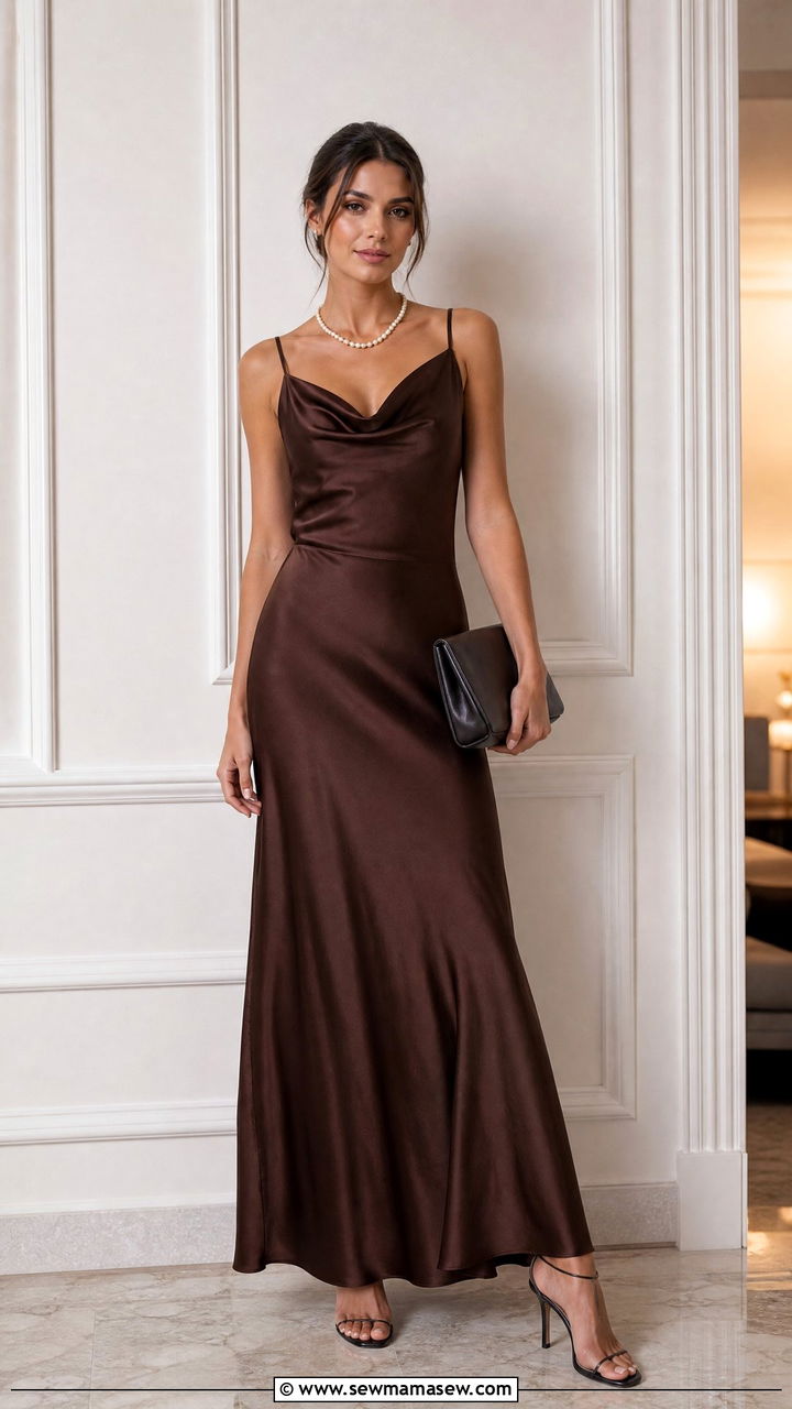 Silk maxi dress with minimalist stiletto sandals - 30 Maxi dress outfit ideas with heels