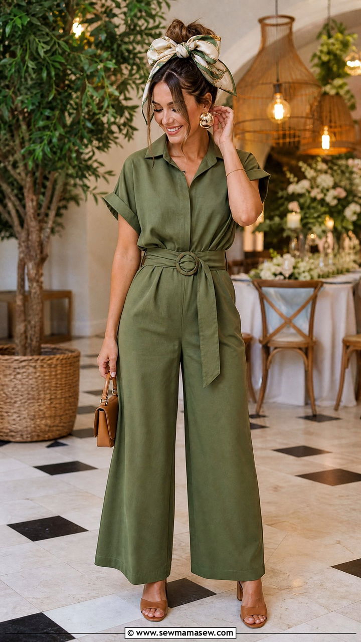 Silk scarf as a hair bow with a jumpsuit - 25 How to style a silk scarf