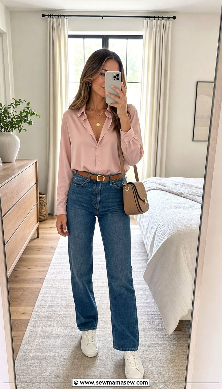 Silk shirt and jeans outfit - 25 spring silk shirt outfit ideas