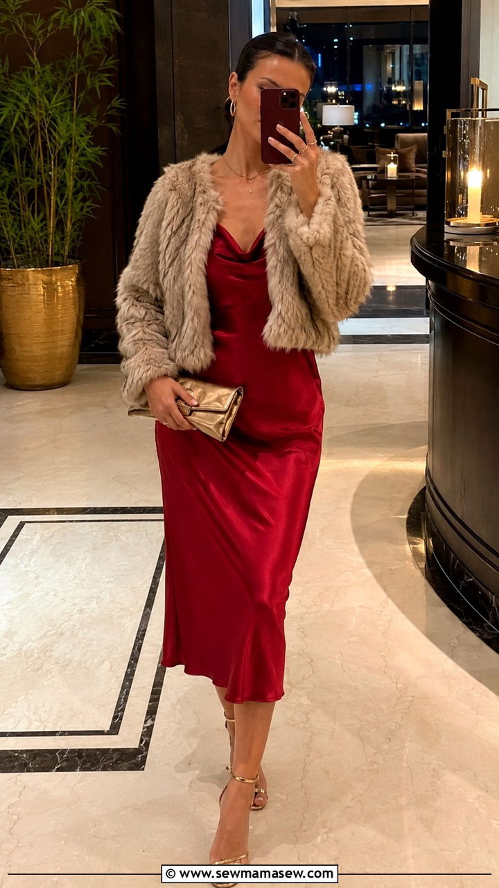 Silk slip dress for jazz concert with metallic heels - 30 Jazz concert outfit ideas