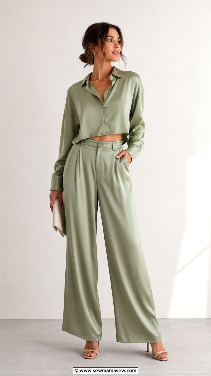 Silk two piece matching set - 30 Summer silk outfits