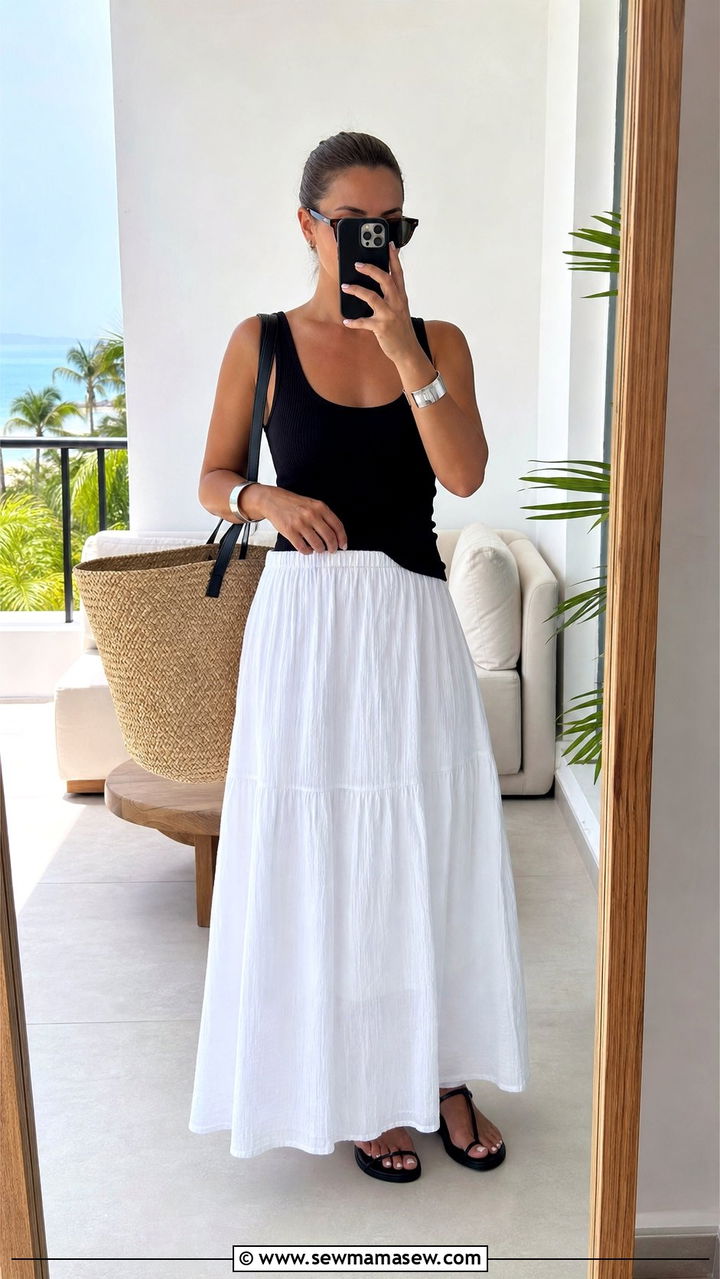 Simple Tank And High Waist Maxi Skirt - 35 beach vacation outfits for women