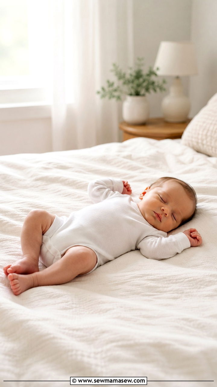 Simple white onesie newborn photo outfit - 20 Newborn lifestyle photo outfit ideas