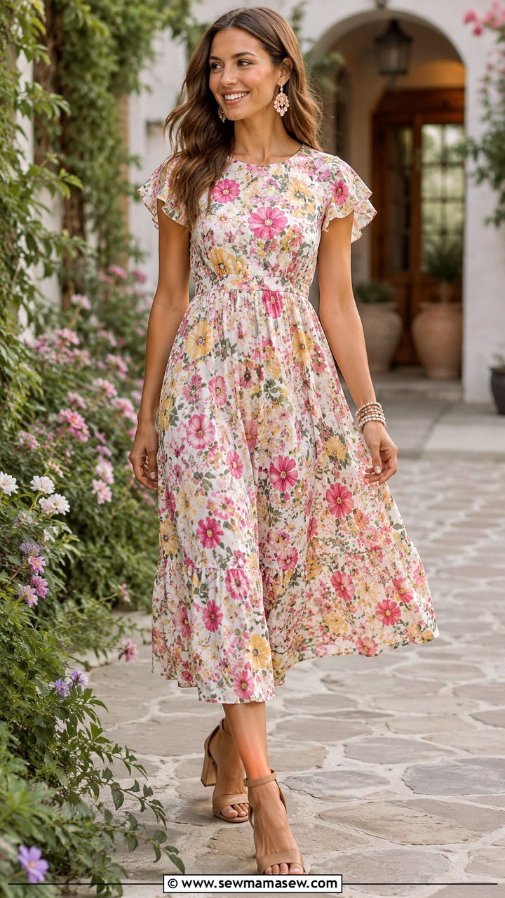 Sisterhood round floral dress outfit - 30 Rush week outfit ideas