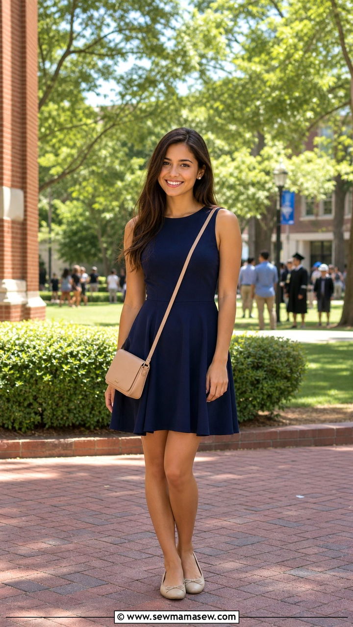 Skater Dress with Ballet Flats - 40 Graduation outfit ideas