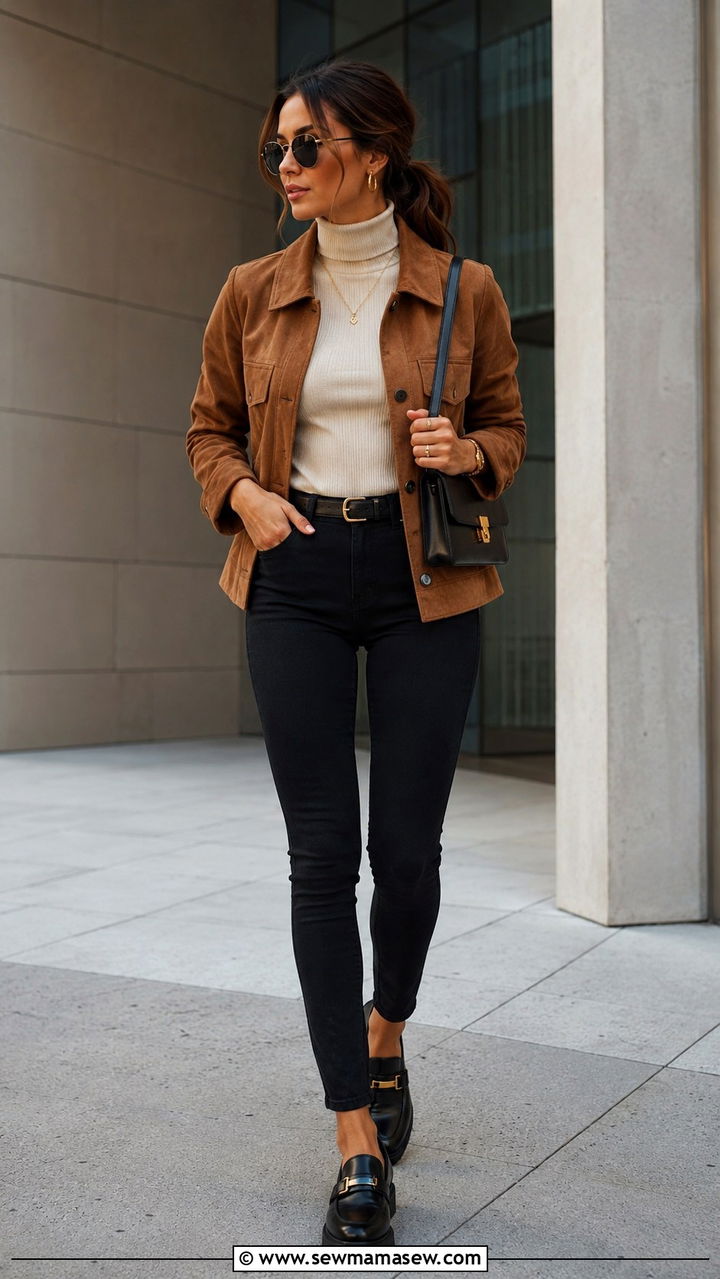Skinny Jeans With Bomber Jacket and Retro Sneakers - 30 Spring outfits with skinny jeans