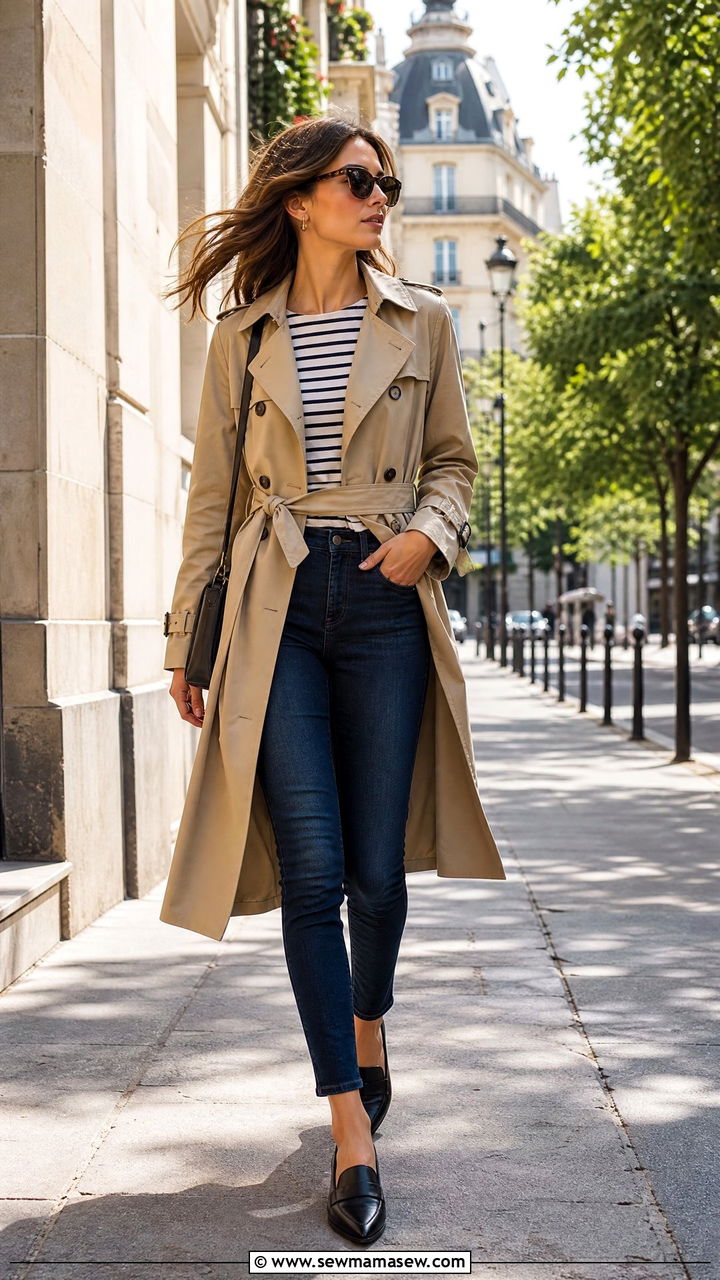 Skinny Jeans With Classic Trench Coat - 25 chic skinny jeans outfit ideas