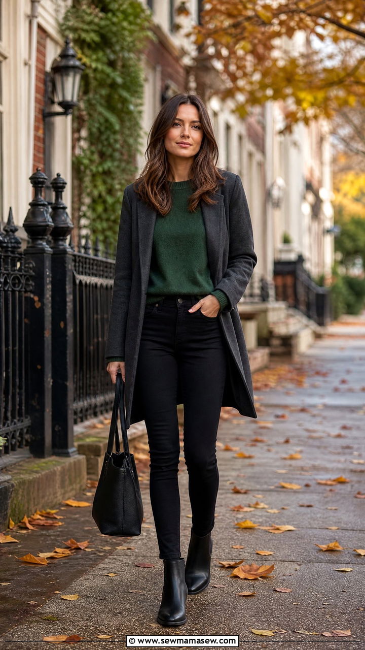 Skinny Jeans With Crewneck Sweater and Chelsea Boots - 25 How to style skinny jeans for work