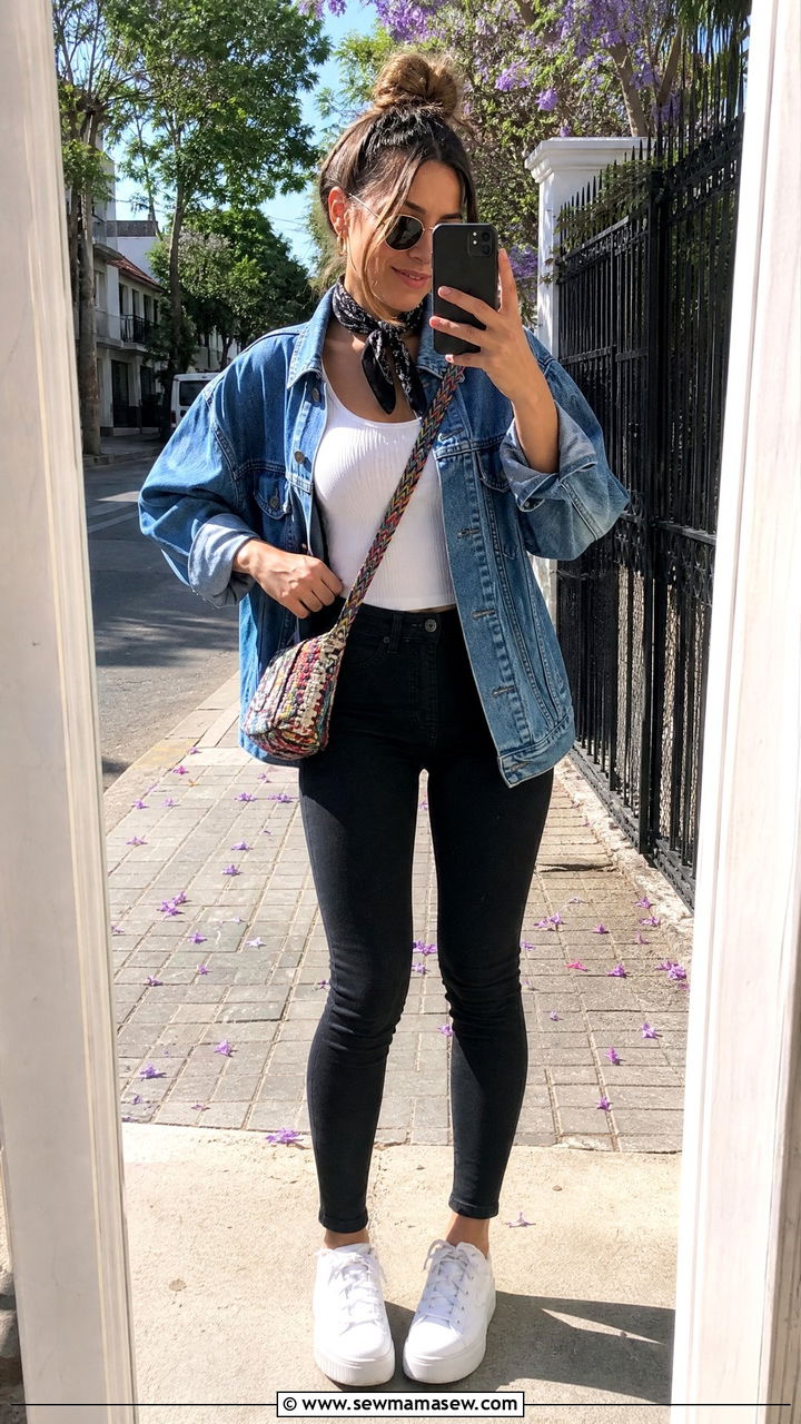 Skinny Jeans With Denim Jacket and White Tank Outfit - 25 How to style skinny jeans in summer